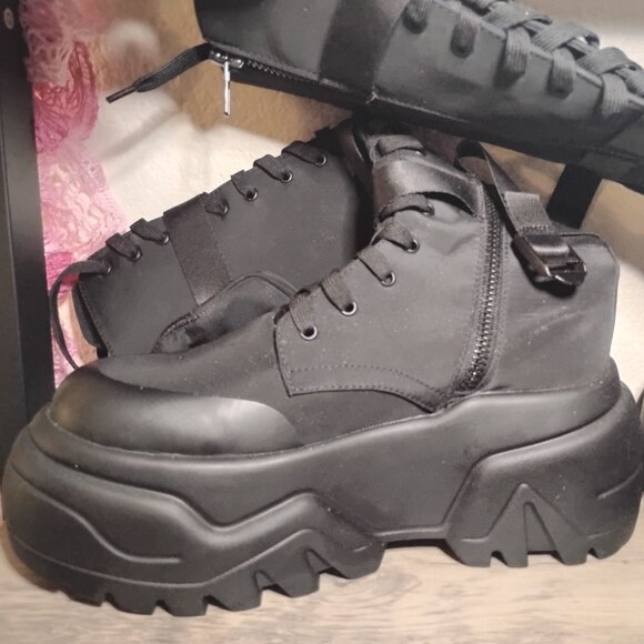 Poster Girl Dolls Kill Mad hustle Knee High combat boots womens size 11 - Picture 4 of 11